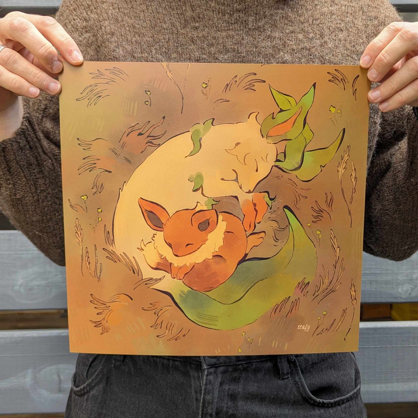 Eevee and Leafeon Pkmn Print