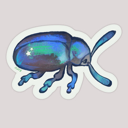 Blue Mint Beetle Sticker