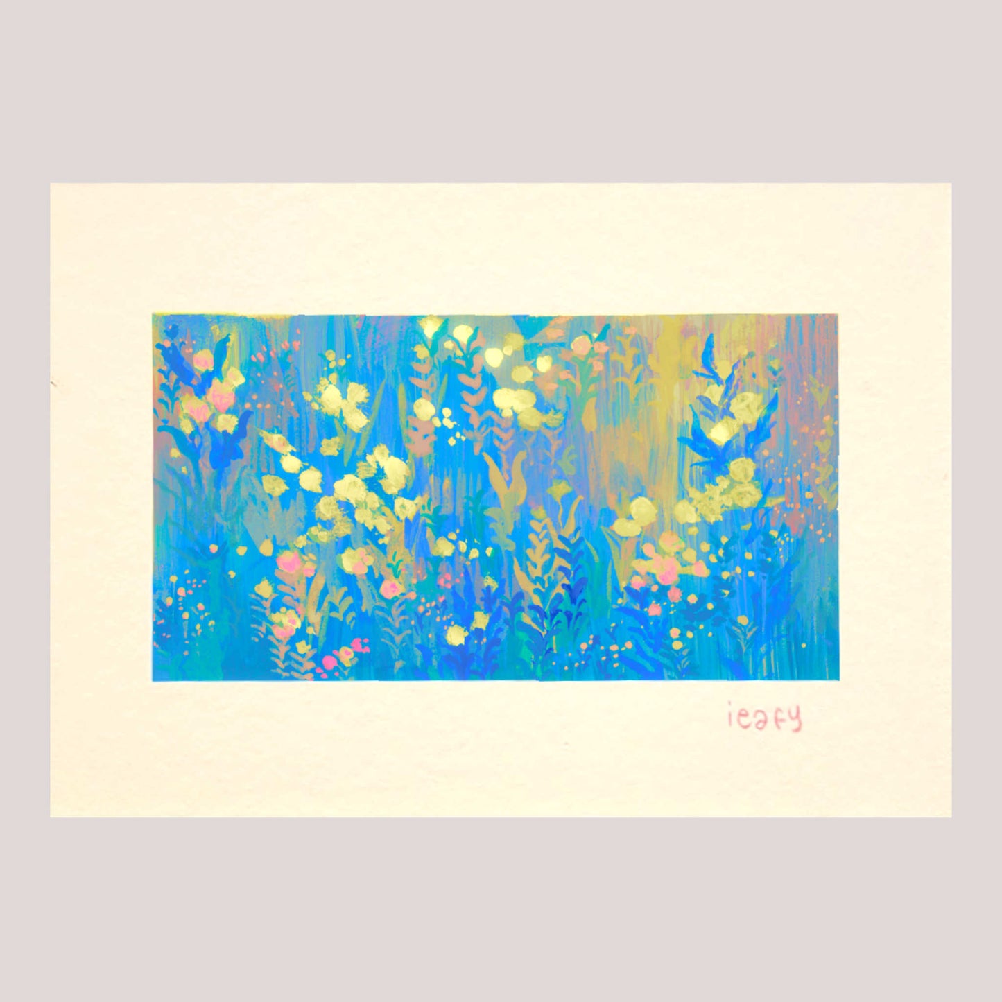 Blue Grassy Mini Archival Artwork Print