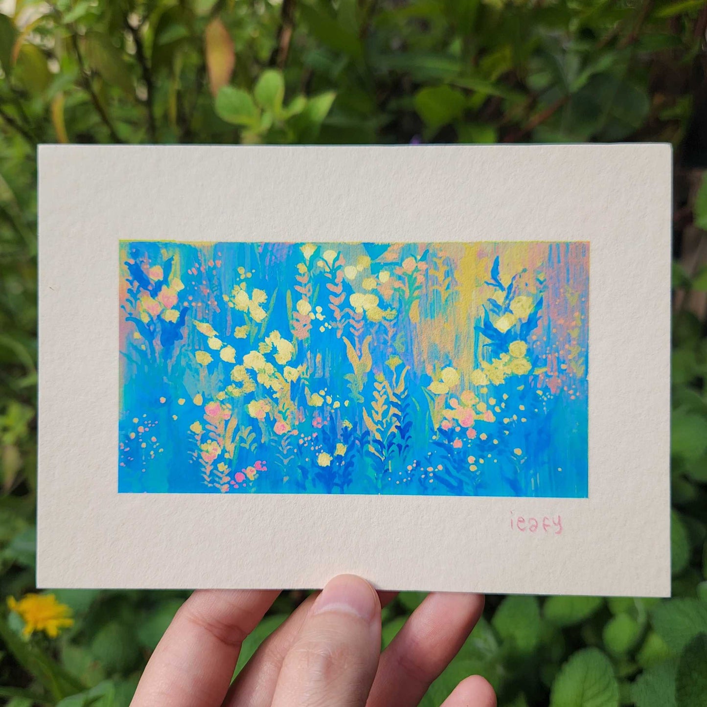 Blue Grassy Mini Archival Artwork Print