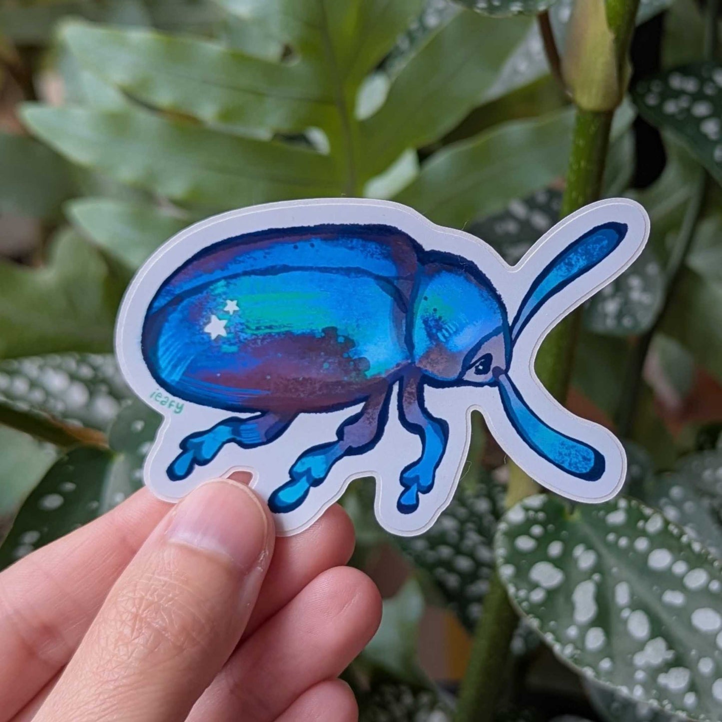 Blue Mint Beetle Sticker