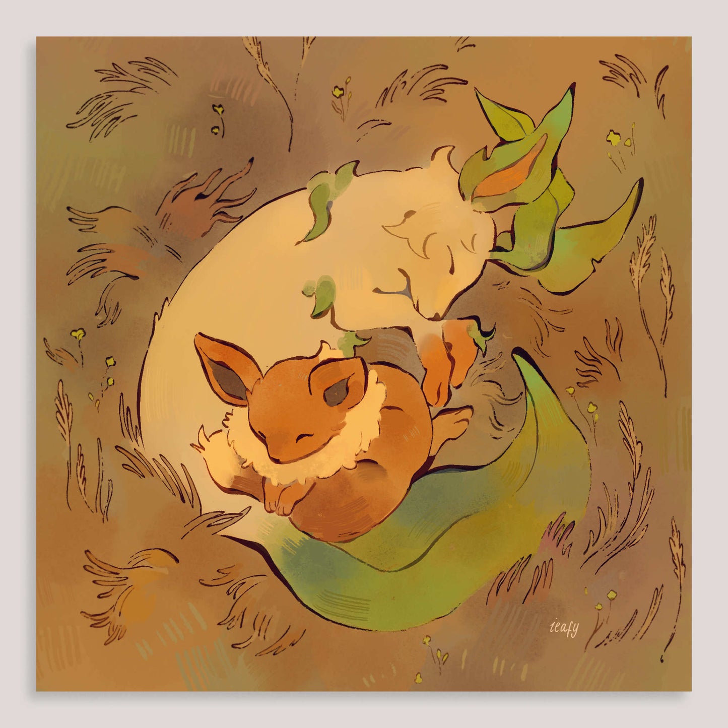Eevee and Leafeon Pkmn Print