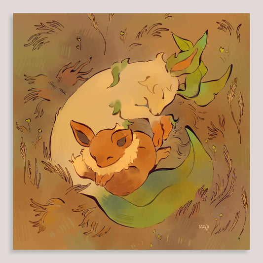 Eevee and Leafeon Pkmn Print